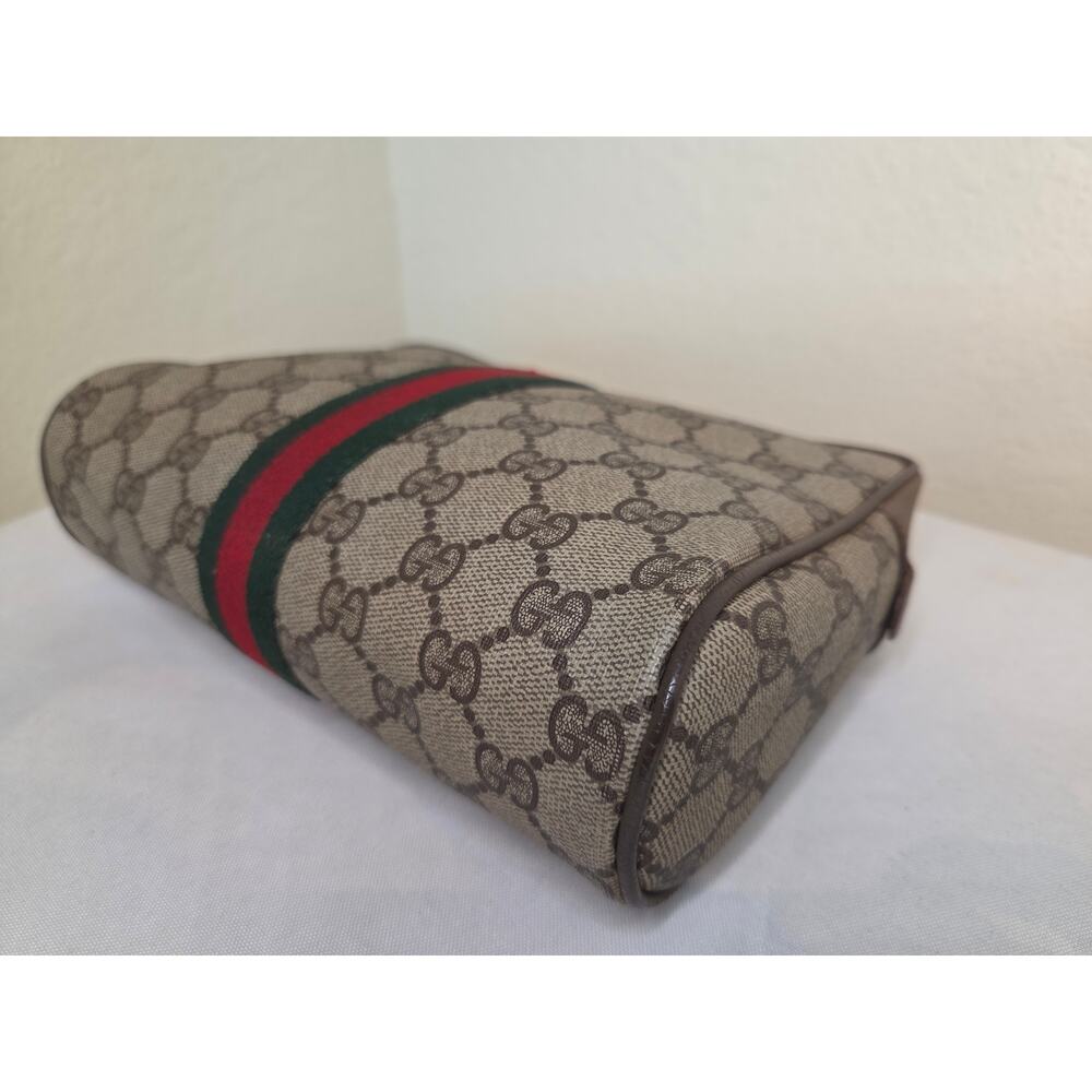 Gucci GG Supreme Web Stripe Clutch Cosmetic Bag Pouch Brown Monogram Web Vintage - Picture 15 of 15